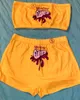 Designer de vêtements pour femmes Cartoon Yoga Survêtements Summer Shorts Set Sexy Pattern Imprimé Chest-wrapped Streetwear