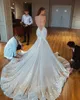 Brautkleider Meerjungfrau mit langen Ärmeln Brautkleider Spitzenapplikationen Übergröße 2 4 6 8 10 12 14 16 18 20 22 Trägerlos