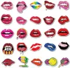 Pacote de 50 peças adesivos labiais vermelhos para meninas inteiras, dente colorido, decalque adulto, laptop, skate, garrafa de motor, decalque de carro em massa l1172413