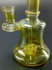 16 cm Tall Amber Glass Bong Oil Burnr Dap Rig Inline Birdcage Prec Precolator Water Pipes With Quartz Banger för Chicha Shisha