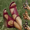 2020 sandália de verão feminina salto médio sapatos de cunha feminino vintage gladiador escritório sandalia festa sapatos de praia plus size dropship