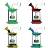 Glas-Wasserbongs, Wasserpfeifen, 4 Farben, zusammenbaubare Silikon-Bong, 11 cm hoch, leicht zu reinigen, Dab-Rig mit 4-mm-Quarz-Banger, kleine Rigs