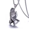 Retro Pray Hands Pendant Necklace 316L Rostfritt stål 18K Guldpläterad Men039S Titanium Steel Necklace Jewelry PS11256954272