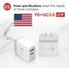 Universal USB PD 18W USB PD Quick Charge QC 3.0 pour iPhone EU US PLIG FAST Chargeur pour Samsung S10 Huawei