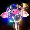 Niños Parejas Cerdo LED Dibujos animados Bobo Ball Luminoso Iluminar Globos transparentes Juguetes Globo Navidad Fiesta de cumpleaños Decoración de la boda Venta caliente Juguetes