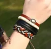 Heißer verkauf männer echtes leder armband DIY Legierung 4-stück Leder Armband perlen Kombination anzug Armband 4 stile/1 satz