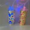 Guld- och silver dubbel drake LED -vattenpipa 43 tum oljerigg Bongs Portable Filter Reting Water Bongs med plast Shovel9895955