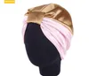 6 färger satin bonnet salong bonnet natt hår hatt för naturligt lockigt hår dubbel elastisk badning sömn kvinnor huvud täcke wrap hat gd446