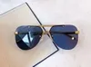 1261 Pilot Sunglasses for Men Black Gold Frame Grey Lens Rimless gafas de sol de Men Sun glasses with box