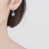 Korea Trendy Edelstahl-Reifen Ohrringe für Frauen Mädchen Modeschmuck Blume Drop Ohrring Cubic Zirkonia