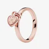 ANELLO nuziale con ciondolo cuori d'amore placcato oro rosa con scatola originale per anello con lucchetto a forma di cuore in vero argento 925 Pandora