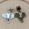 50 pz/lotto Ciondola Argento Antico/Bronzo Testa di Elefante Pendenti con ciondoli Per Fare Gioielli Collana Del Braccialetto Accessori FAI DA TE 22.8x38mm