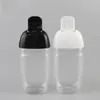 Bouteille de désinfectant pour les mains de 30ml, bouteille en plastique PET demi-ronde à bouchon rabattable, bouteille de désinfectant pour les mains pour enfants