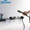VOURUNA Preto Cachoeira Bath Shower Mixer Faucet 5 furos montado na parede Chrome bronze sólido banheira Filler Taps