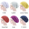 Women Cotton Turban Hat Muslim Hijabs Islamic Scarf Scarves Soft Solid Color Double Layer Satin Hair Loss Care Cap Headwear Hat