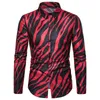 Men Streetwear US Size Shirt Zebra Skin Printed Tuxedo Party Shirt Long Sleeve Light Weight Office Male Fashion253Z