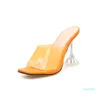 Hot Sale-High Heels Sandaler Transparent PVC European och American Big Square Head Lady Slipper 42 meter