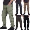 Spring Mens byxor Multi-Pocket Overaller Camouflage Byxor Stretch Baggy Casual Trousers Fashion Solid Loose Jogger Streetwear