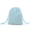 100 PCS 7x9cm Velvet Drawstring Jewelry Bag Christmas Wedding Gift Candy Black Blue Pink Red Whole Cotton Rope207d