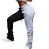 Female Stacked Running Sweatpants Women Drawstring Streetwear Patchwork Colored Pants High Waist Pants Casual Trousers 2020