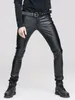 Men's Pants Fashion Stretch Spring Korean Skinny Feet Motorcycle Leather Solid Color Pu Trousers1