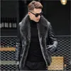 Cappotto in pelle moda inverno maschio Genuine Raccoon Fur Collo Giacca in pelle Pelliccia In Pelliccia Integrato Uomo Spessa calda sottile sensazione pelliccia cappotto