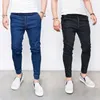 Men's Jeans 3 Colors Mens Fashion Elastic Waist Tight Denim Pants Ripped Distressed Slim Pencil