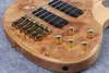 Özel 6 Strings Doğal Elektrik Bas Gitar Maple Vücut Aktif Bas Bağlantı Şeması 24 perdelerin Altın Donanım Çin Yapımı Siganture Bass