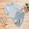 Baby Striped Outfits Boys Girls Long Sleeve Romper Top + Pants 2pcs/set Cotton Kids Article Pit Clothing Sets Home Pajamas Clothing M2336