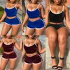 Kvinnor Sommar Sexig Sleepwear Plain Bodycon Crop Tops Shorts Lady Night 2 st Kvinna Beach Wear