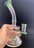 Dab Oil Rig bong Bécher en verre épais Bongs Inline Perc Conduites d'eau 14mm Joint petit recycleur Bong Avec tuyau de brûleur à mazout en verre dhl gratuit