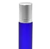 Blue 10ml Frosted Glass Roll On W/ Stainless Steel Roller Ball Essential Oils Perfume Bottles 200pcs/lot BY DHL Free Shipping