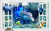 wallpapers Foto feita sob encomenda para paredes 3d murais de parede mural Mediterrâneo mundo subaquático 3D golfinho mural sala parede de fundo TV