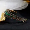 Baroque Vintage Gold Black Green Crystal Bridal Tiaras Crowns Pageant Prom Rhinestone Veil Tiara Headbands Wedding Hair Jewelry Y23552705