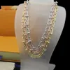 Europe America Fashion Jewelry Sets Men Lady Women Engraved T Initials Ushape Chain Thick Necklace Bracelet Sets 3 Color2835670