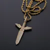 Hip Hop Micro Paled Cubic Zirconia Iced Out Bling 21 Savage Sword Pendants Necklace For Men Rapper Jewelry Gold Silver Color4827472