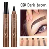 5 Colors Eyebrow Tattoo Pen 4 Fork Tips Fine Sketch Liquid Eyebrow Pencil Waterproof Eyebrow Pen9918077