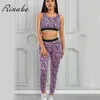 Rinabe Leopard Yoga Suit Halter Sports Bra Legging Yoga Set 2 Piece Set Women Tracksuit Sportswear Gym Wear Workout Clothing1429812