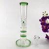 Tubo reto Vidro BONG Duplo Verde Favo Honeycomb Dab Rig Birdcage Pérola Tubulações De Água Plataformas De Petróleo Bongos De Vidro Para Fumar com Tigela