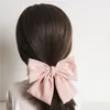 Nouvelles filles Couleur solide Big Bow Hair Ornaments Femme Fabric Ribbon Grand Coil Scrunchy Childre