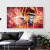 Abstract Wall Art Canvas Animal Oil Painting Gorilla Smoking Cigar Funny Poster Prints Picture for Living Room Modern Home Decor C4652242