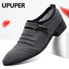 UPUPER Big Size 38-47 Wedding Shoes Men 2020 Fashion Pointed Toe Canvas Dress Shoes Men Black Slip On Oxfords Formal Man Shoes CX200731