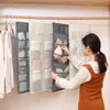 Hem Dorm Hanging Closet Organizer Mesh Pockets Bedroom Bra Underkläder Sock Store Double Sided Garderobe Häng Organsier