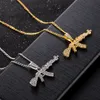 Fashion Choker Necklaces for Women Gun Pendant Crystal Rhinestone Chain Necklace Women Men Punk Chains Jewelry Gift