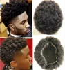 15mm Afro Curl 1B Full PU Toupee Mens Wig Indian Remy Human Hair Replacement 12mm Curly Lace Unit for Black Men Express Delivery1612331