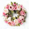 Guirlande de fleurs artificielles couronne de pivoine 40cm diamètre porte de pivoine guirlande de fleurs rondes décor de porte d'entrée de maison