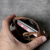 ABER Head-layer cowhide mini wallet retro handmade ultra-thin leather driver's license card pack