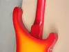 Cherry Sunburst 4-String Electric Bass Guitar med vänster, vit pickguard, Chrome Hardwares, erbjuder anpassade