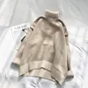 Maglioni da donna maglione dolcevita maglione 2021 donne invernali oversize carino sueter mujer pullover lavorato a maglia mix-colore grido griglia coreano