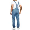 Män jeans försäljning mode män rippade fickor övergripande denim hip hop jumpsuit hög rak gata jumpsuits streetwear